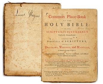 (RELIGION.) The Rev. Lemuel Haynes signed copy of A Common Place Book to the Bible or The Scriptures Sufficiency.